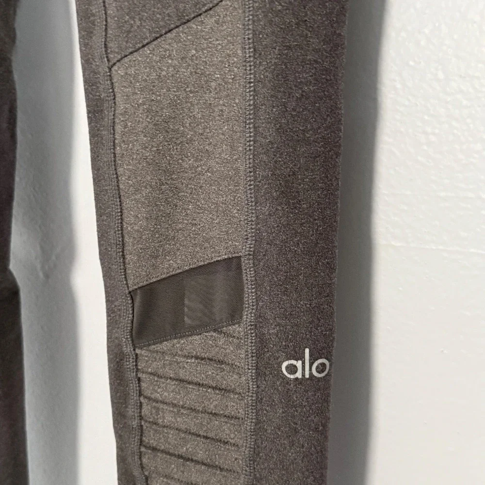 Alo Yoga Moto‎ Leggings Anthracite High Waist Mesh - XSmall